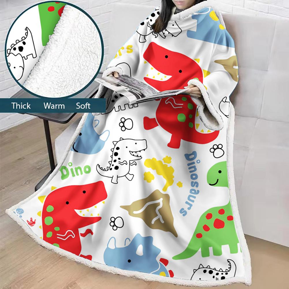 3D Digital Cartoon Printed Blanket With Sleeves-Cute Blanket Robe