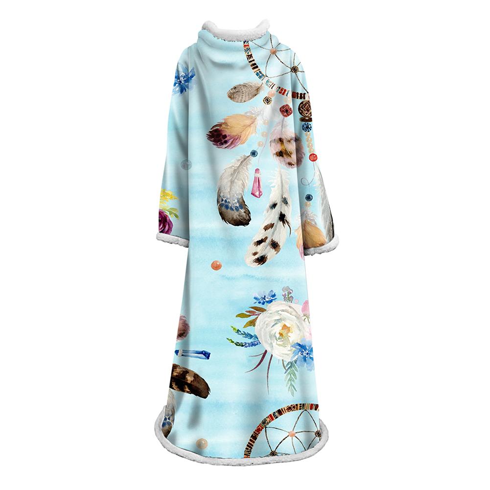 Digital Printed Blanket Dream Catcher - Blanket Robe With Sleeves