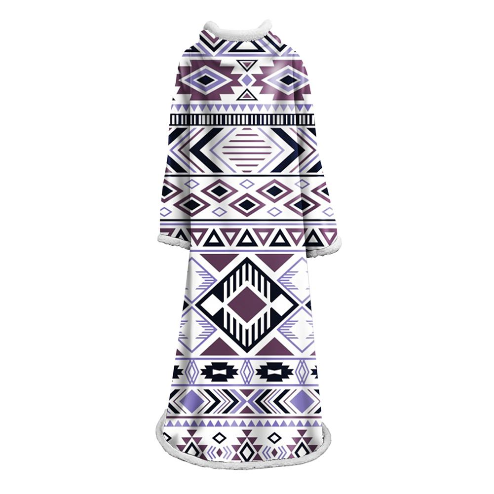 3D Digital Printed Blanket With Sleeves-Geometric Designs Blanket Robe