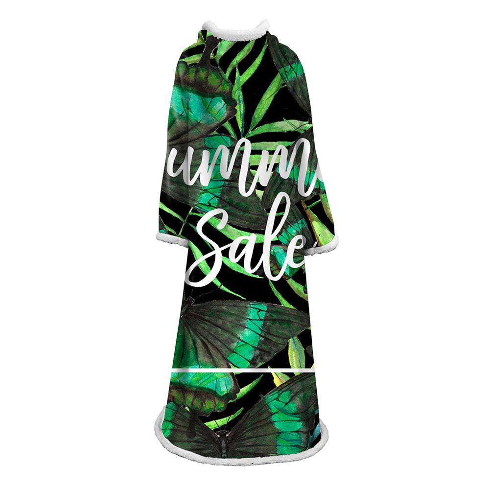 3D Digital Printed Plants Blanket With Sleeves-Leaves Blanket Robe