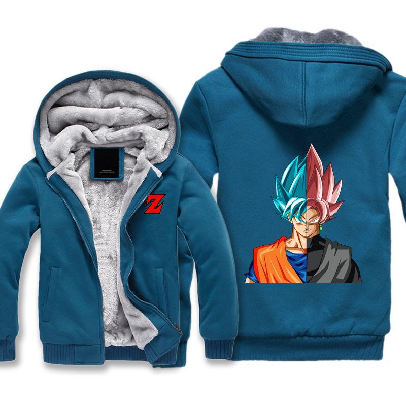 Dragon Ball Z Super Saiyan Jackets - Blue Goku and Goku Rose Black Jacket