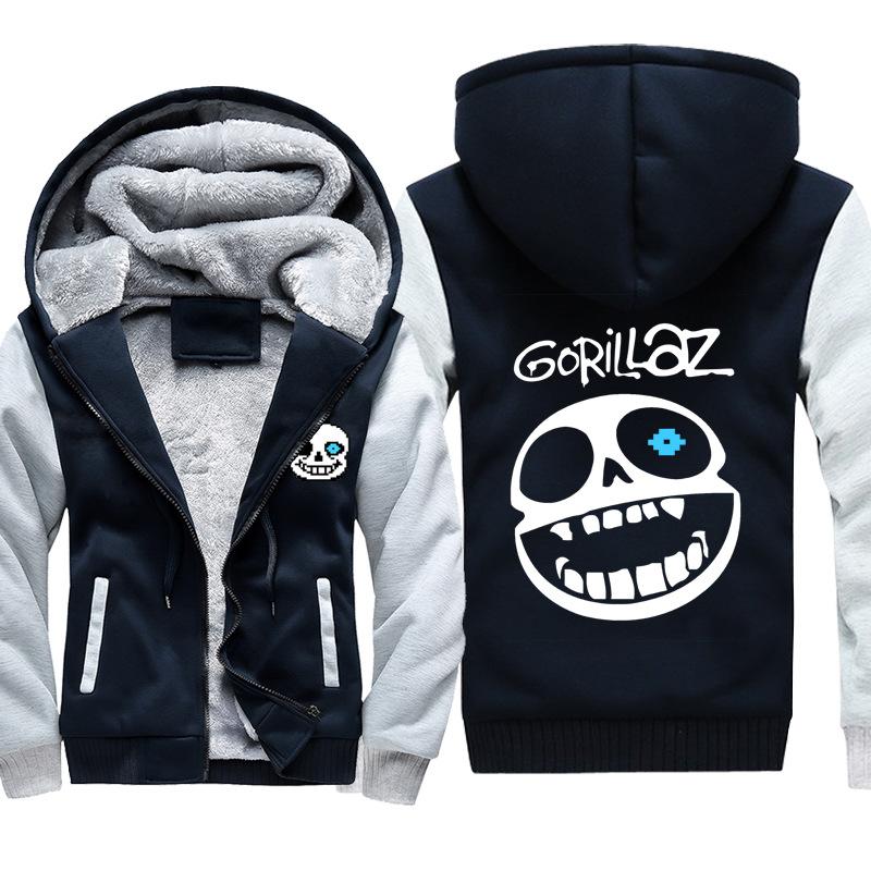 Undertale Jackets - Solid Color Undertale SANS GORILLAZ Super Cool Fleece Jacket