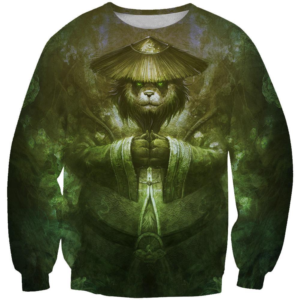 World of Warcraft  Panda Hoodies - Pullover Panda Grey Hoodie