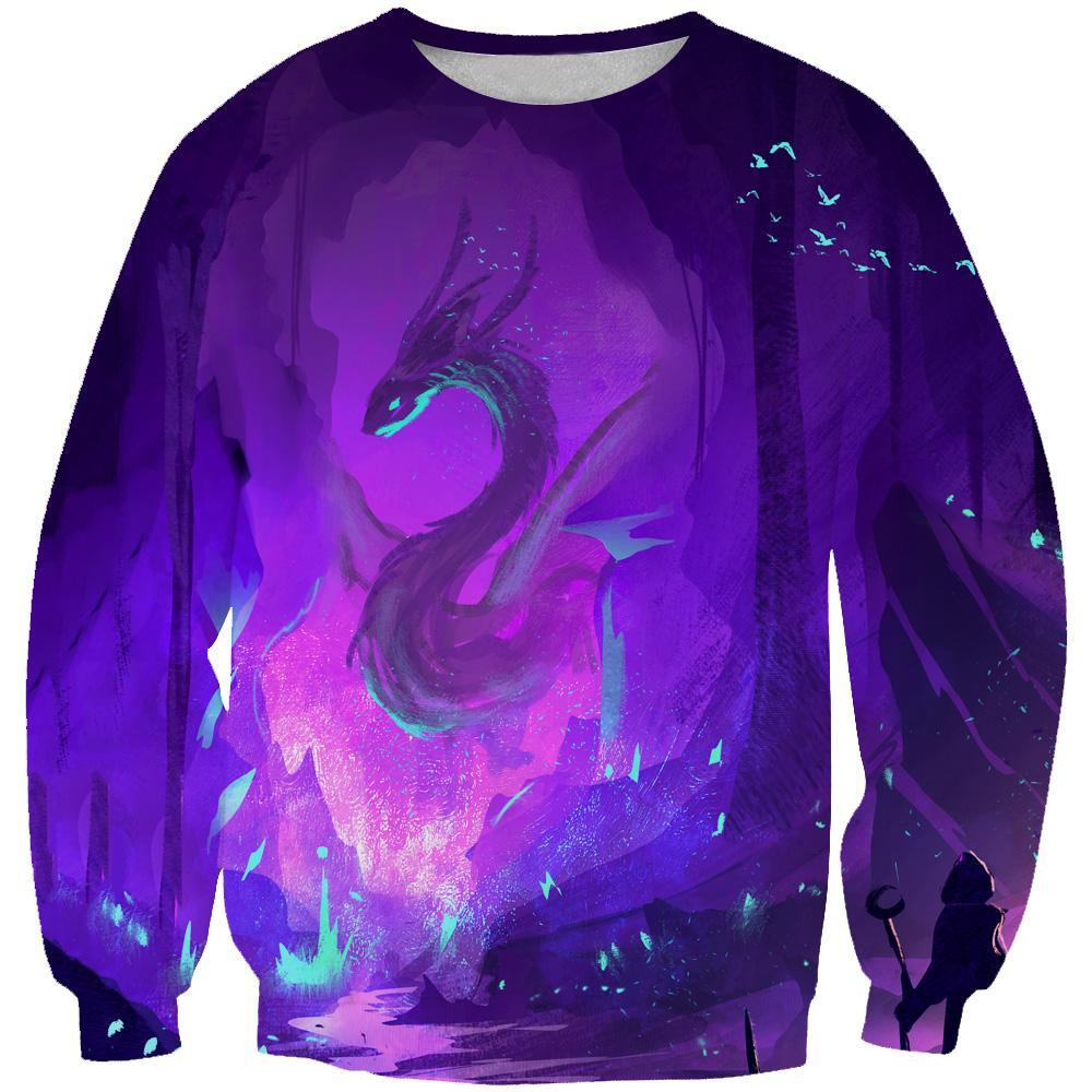 Fantasy Dragon Hoodies - Pullover Purple Dragon Hoodie
