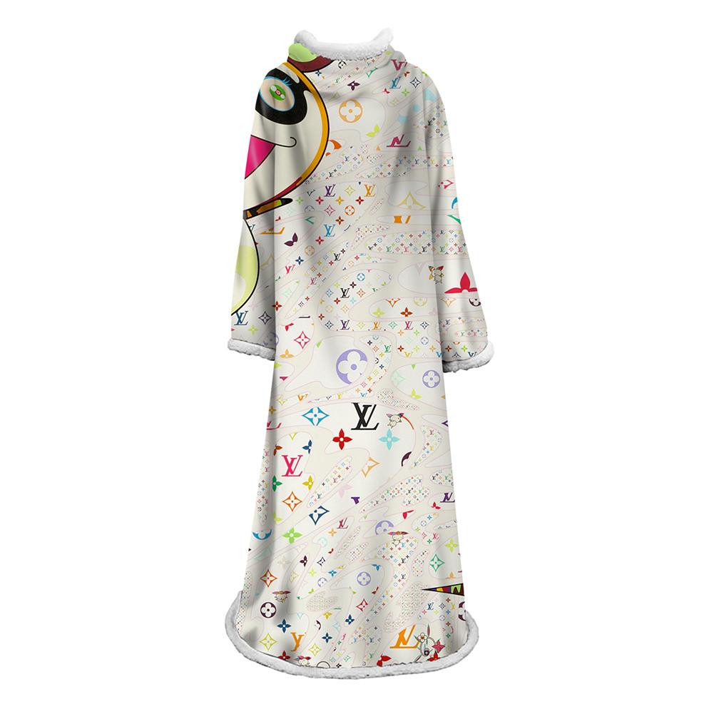 3D Digital Flower Printed Blanket With Sleeves-Cute Cartoon Blanket Robe