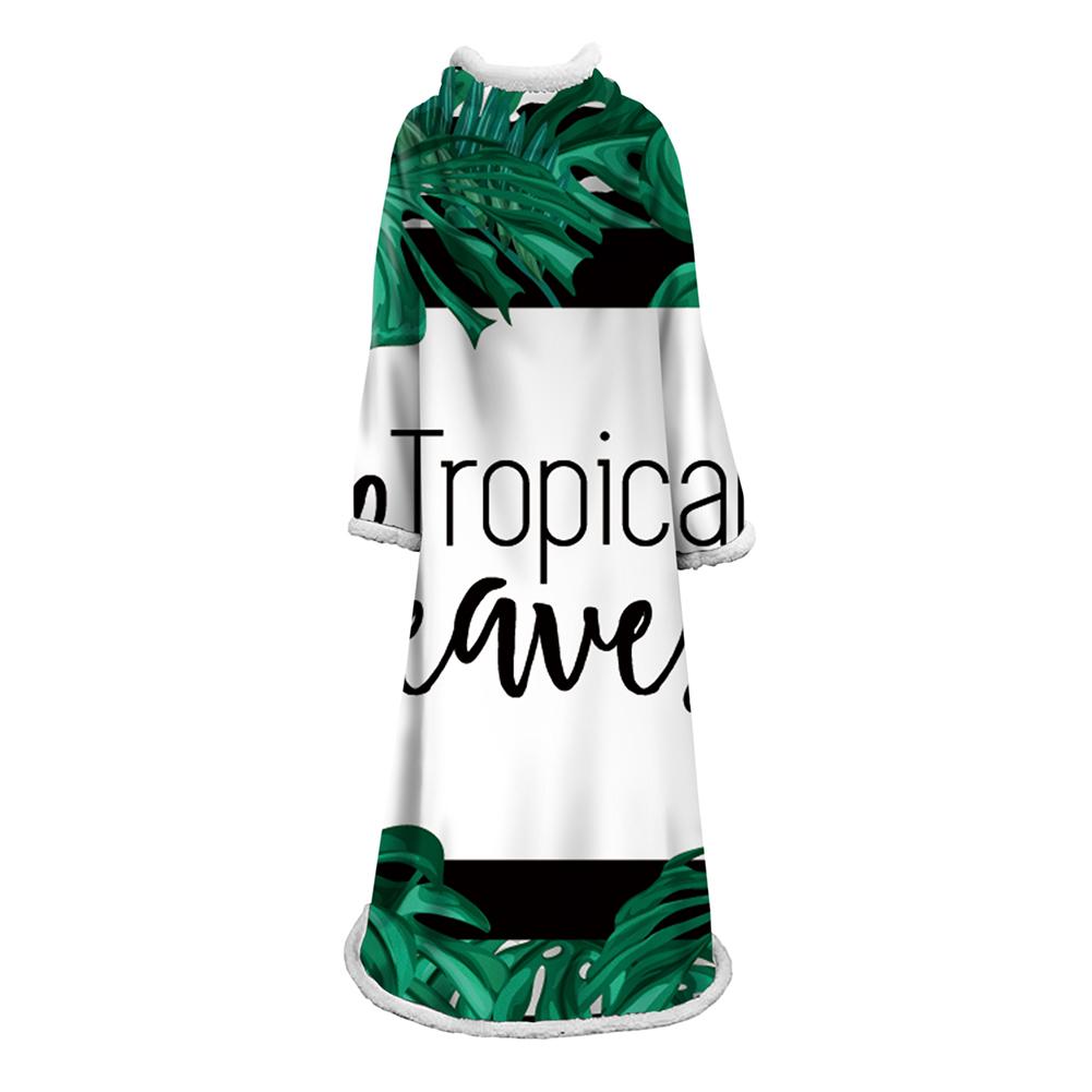 3D Digital Printed Plants Blanket With Sleeves-Leaves Blanket Robe
