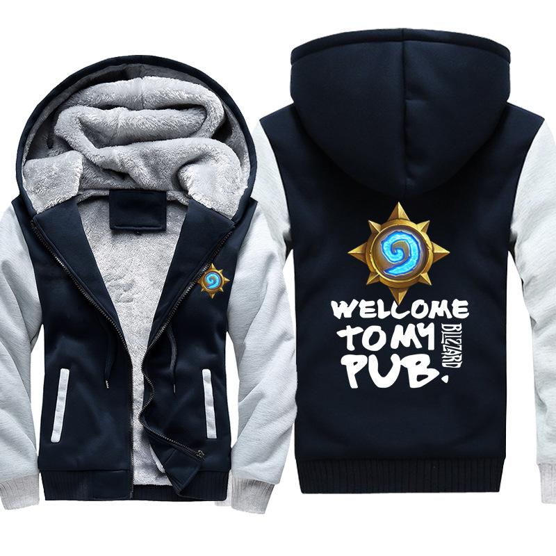 Hearthstone Jackets - Solid Color Hearthstone PUB Blue Logo Super Cool Fleece Jacket