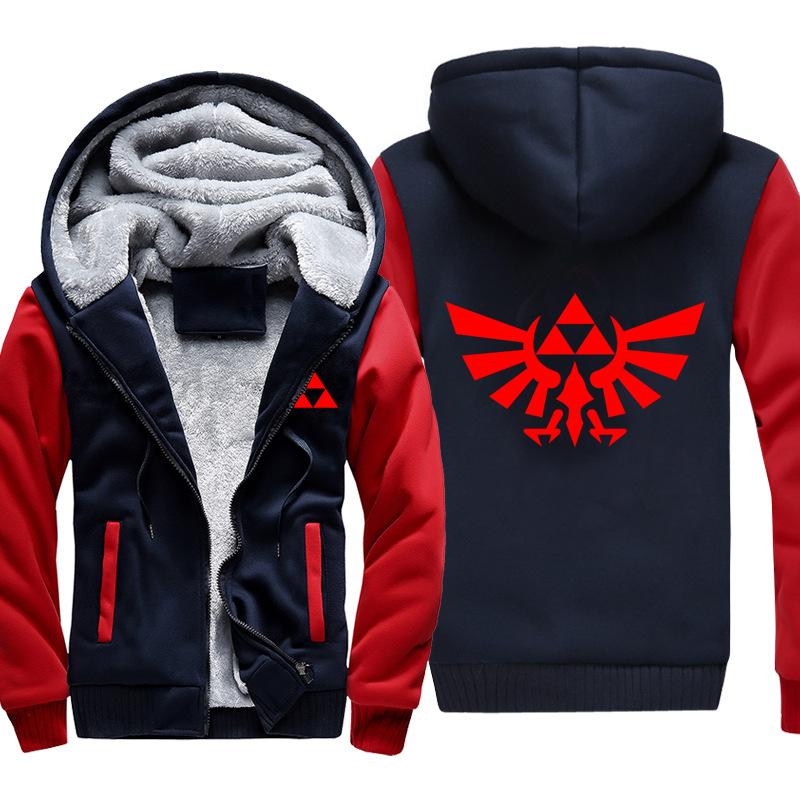 ZELDA Jackets - Solid Color ZELDA Link Red Logo Super Cool Fleece Jacket