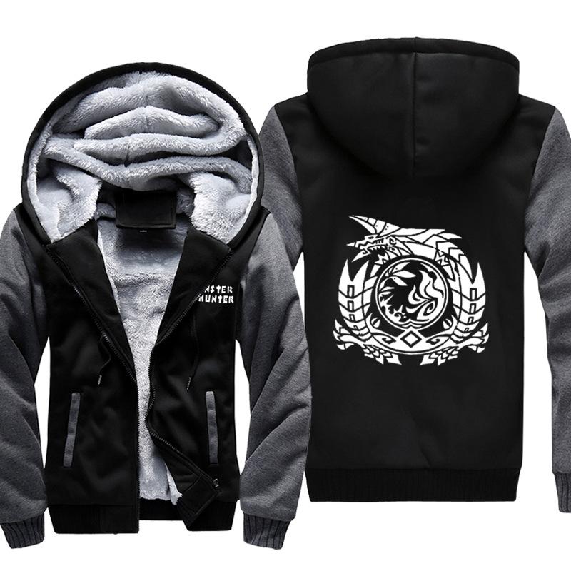Monster Hunter Jackets - Solid Color Monster Hunter Game Icon Super Cool Fleece Jacket