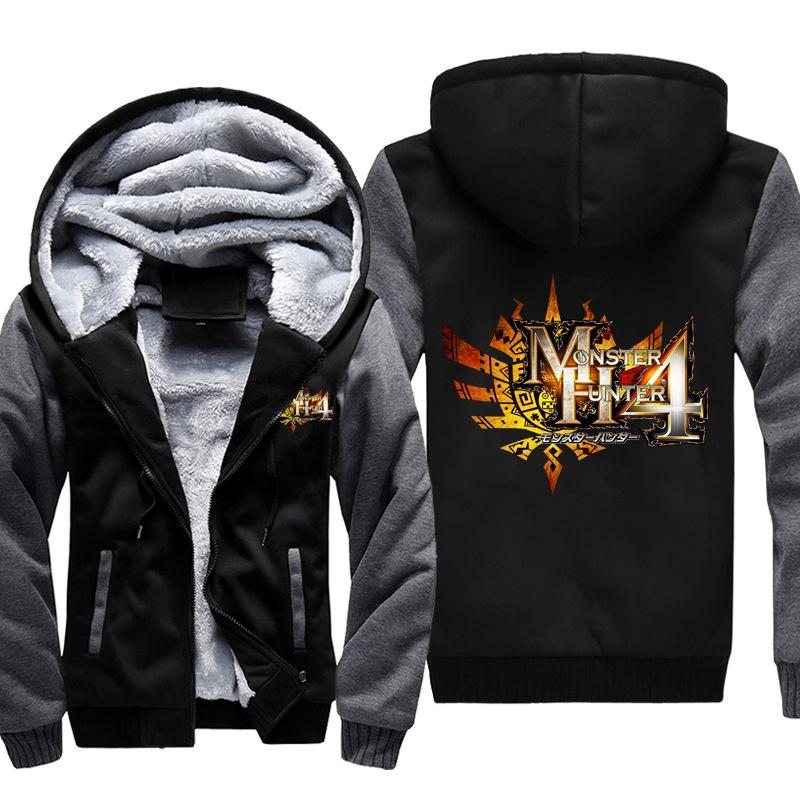 Monster Hunter Jackets - Solid Color Monster Hunter Ray Wolf Dragon Icon Fleece Jacket