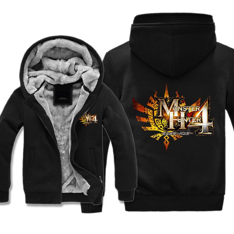 Monster Hunter Jackets - Solid Color Monster Hunter Ray Wolf Dragon Icon Fleece Jacket