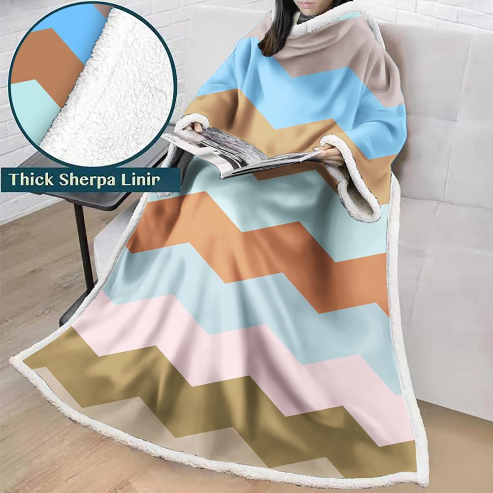 3D Digital Printed Blanket With Sleeves-Geometric Designs Blanket Robe