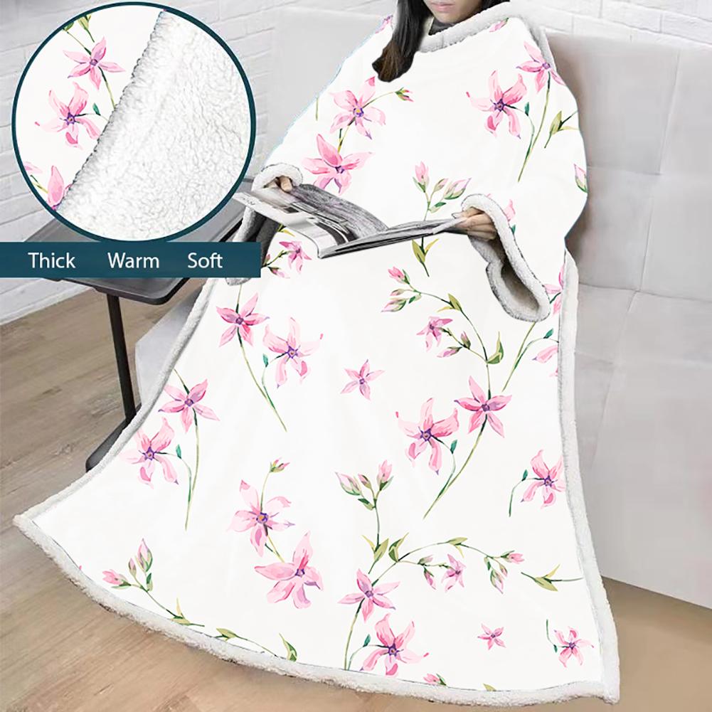 3D Digital Printed Blanket With Sleeves-Flamingo Blanket Robe
