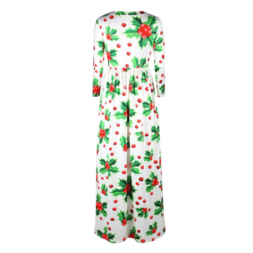 Christmas Dresses - Long Sleeves Cherry Printed Dress