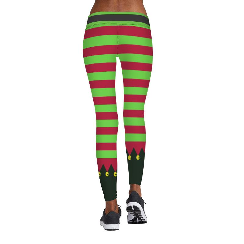 Christmas Leggings - Women 3D Xmas Theme Trendy Stripe Legging