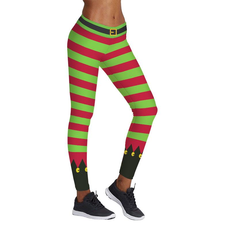 Christmas Leggings - Women 3D Xmas Theme Trendy Stripe Legging