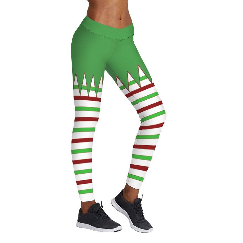 Christmas Leggings - Women 3D Xmas Theme Workout Stripe Legging