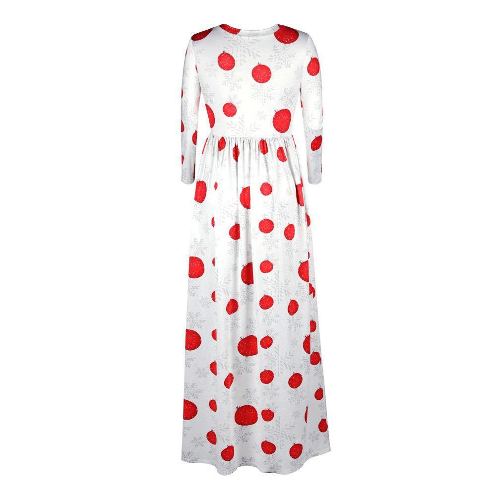 Christmas Dresses - Long Sleeves Red Dots Printed Dress