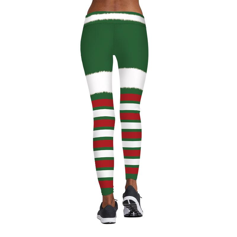 Christmas Leggings - Women 3D Xmas Theme Workout Stripe Legging