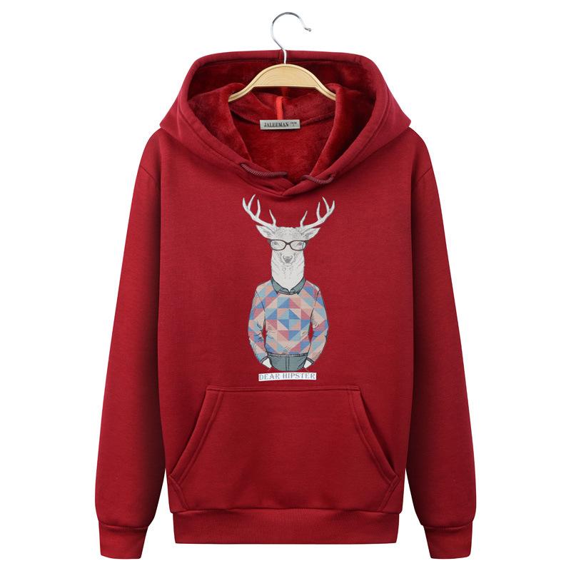 Harajuku Style Hoodies - Solid Color Harajuku Style Series Deer Super Cool Fleece Hoodie