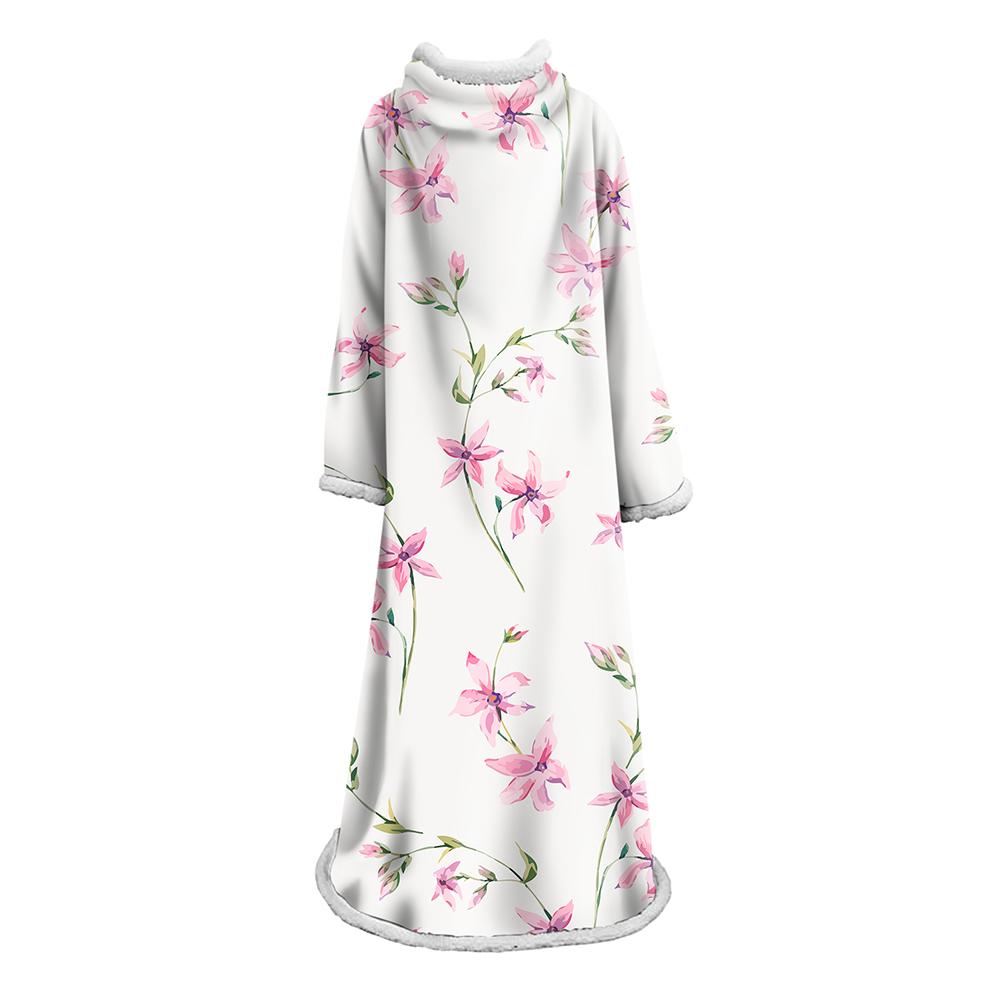 3D Digital Printed Blanket With Sleeves-Flamingo Blanket Robe
