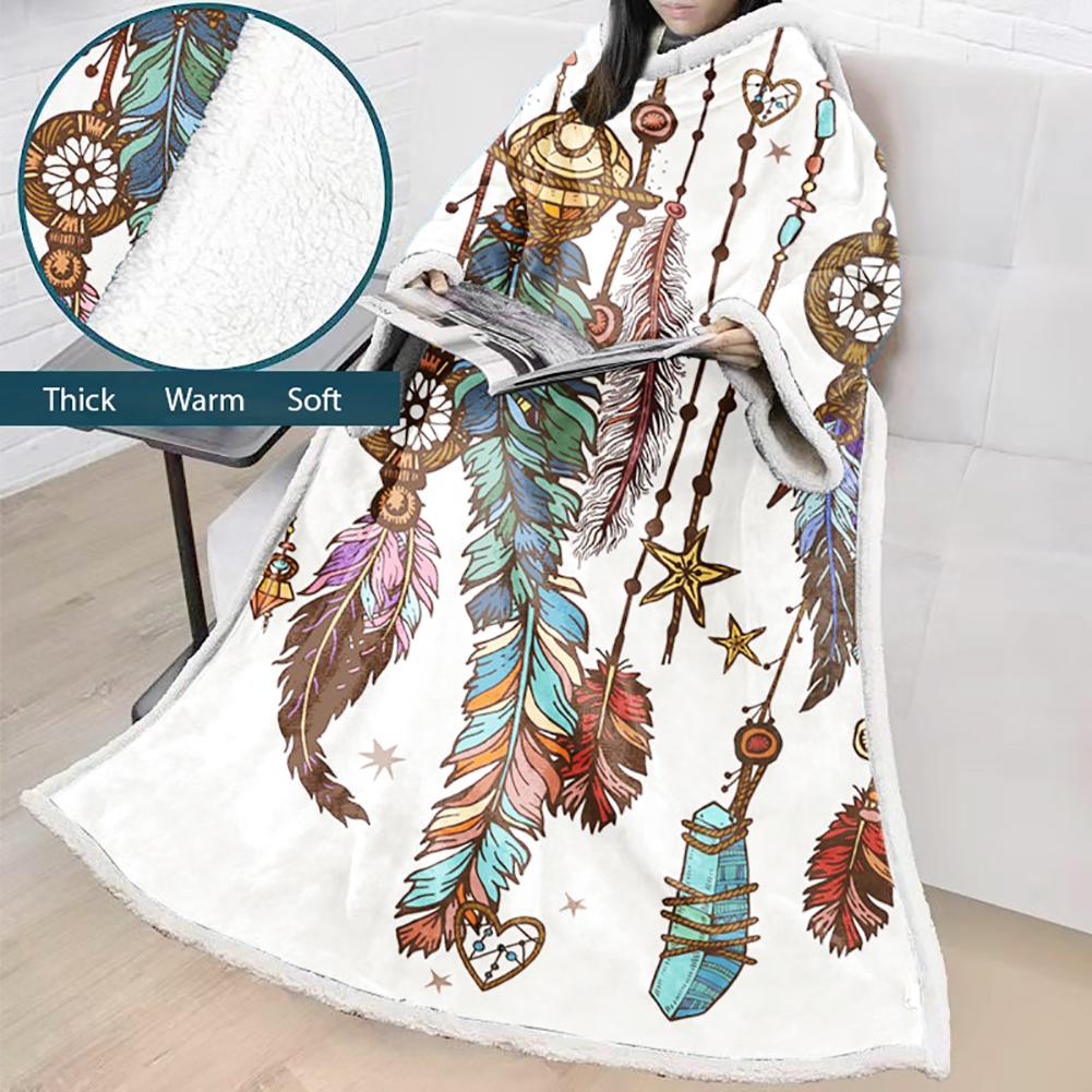Digital Printed Blanket Dream Catcher - Blanket Robe With Sleeves