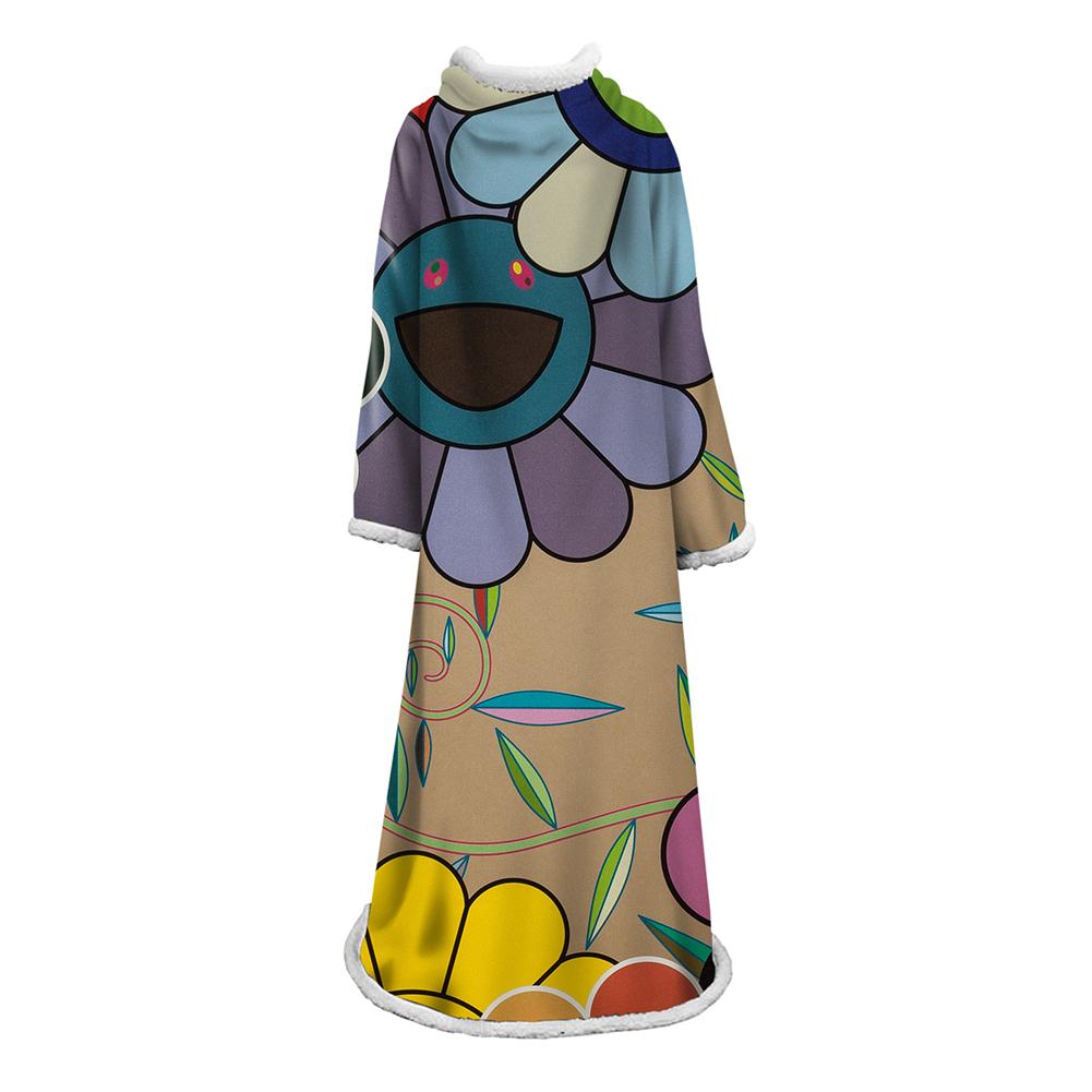 3D Digital Flower Printed Blanket With Sleeves-Cute Cartoon Blanket Robe