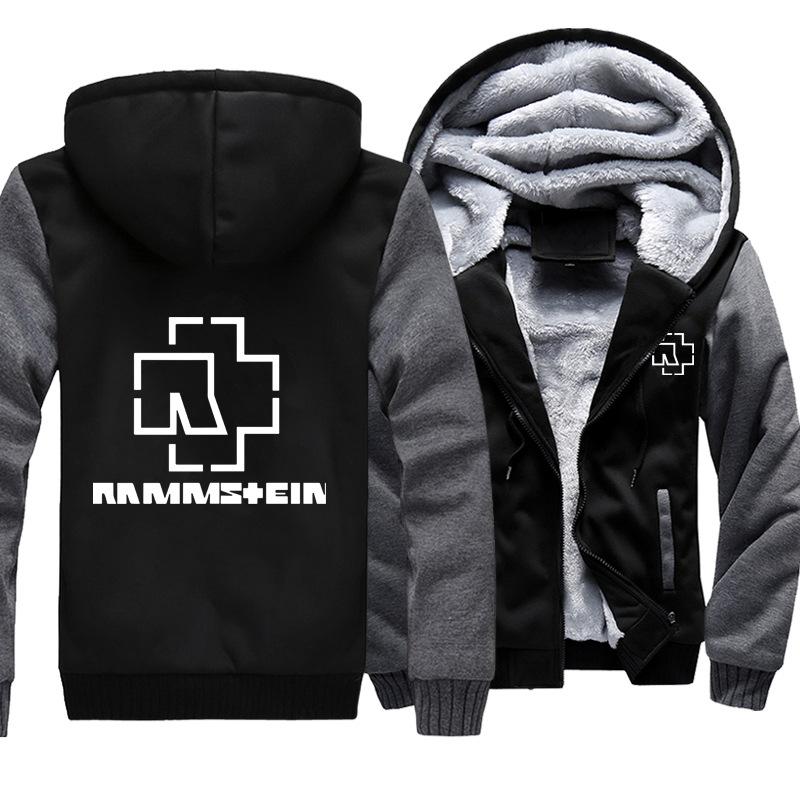 Rammstein  Jackets - Solid Color Rammstein Series White Logo Icon Super Cool Fleece Jacket