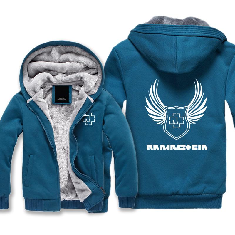 Rammstein  Jackets - Solid Color Rammstein Silver Hawk Series Logo Icon Fleece Jacket