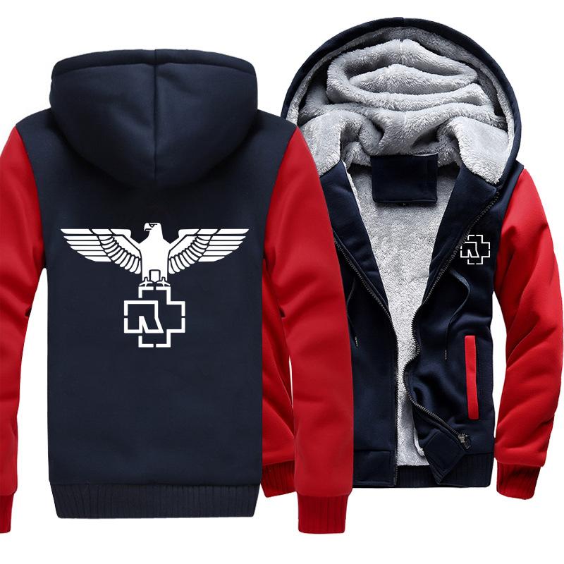 Rammstein  Jackets - Solid Color Rammstein Series Silver Hawk Super Cool Fleece Jacket