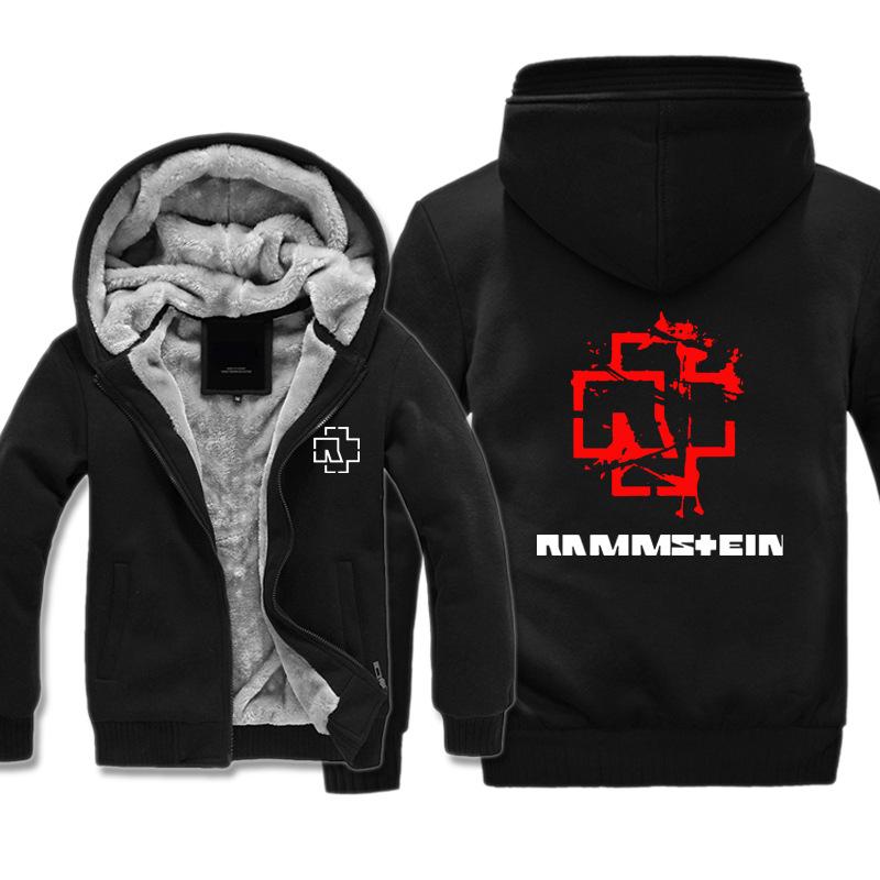 Rammstein  Jackets - Solid Color Rammstein Red Sign Fleece Jacket