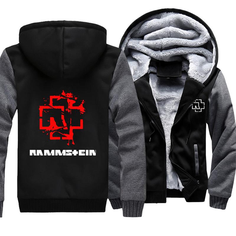 Rammstein  Jackets - Solid Color Rammstein Red Sign Fleece Jacket