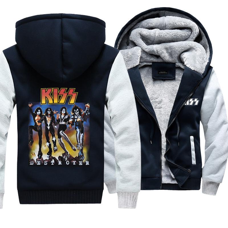 Kiss Jackets - Solid Color Kiss Series Destroyer Super Cool Fleece Jacket