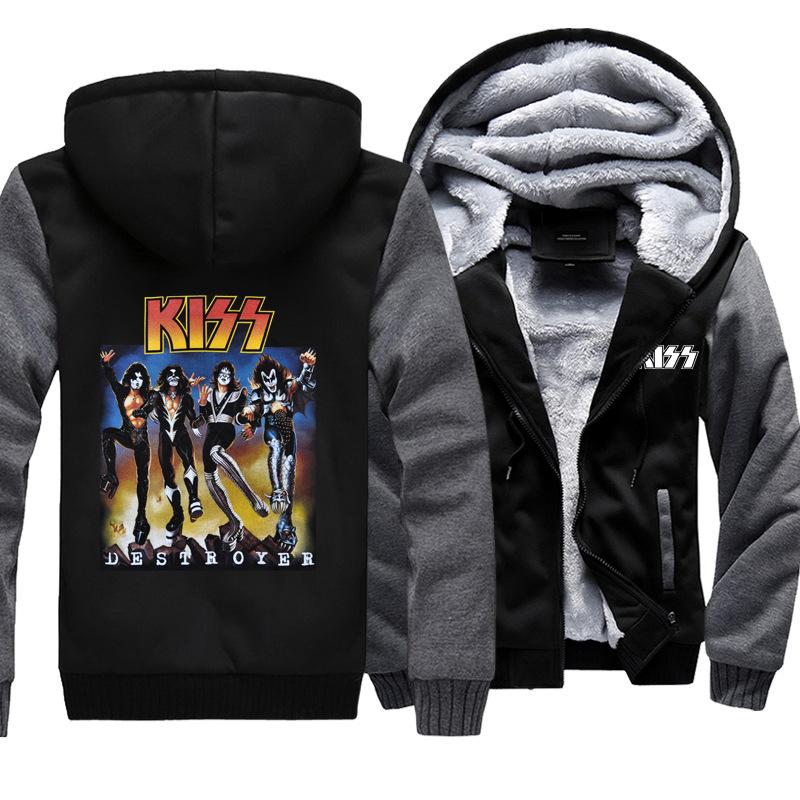 Kiss Jackets - Solid Color Kiss Series Destroyer Super Cool Fleece Jacket