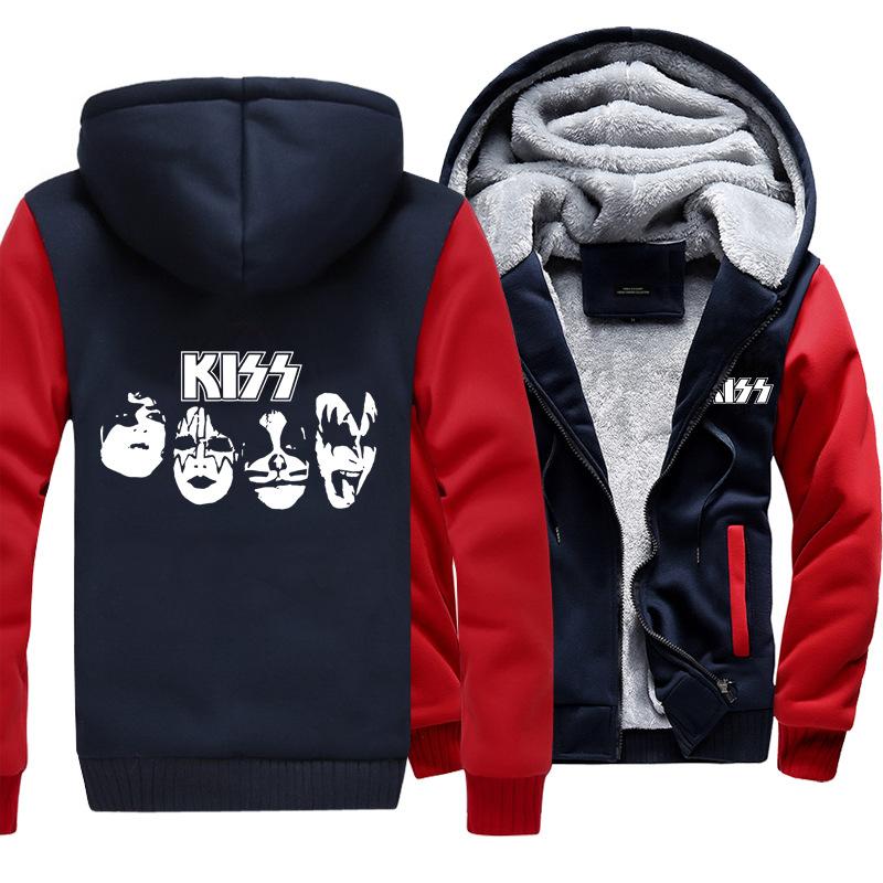 Kiss Jackets - Solid Color Kiss Series Hip Hop Music Super Cool Fleece Jacket