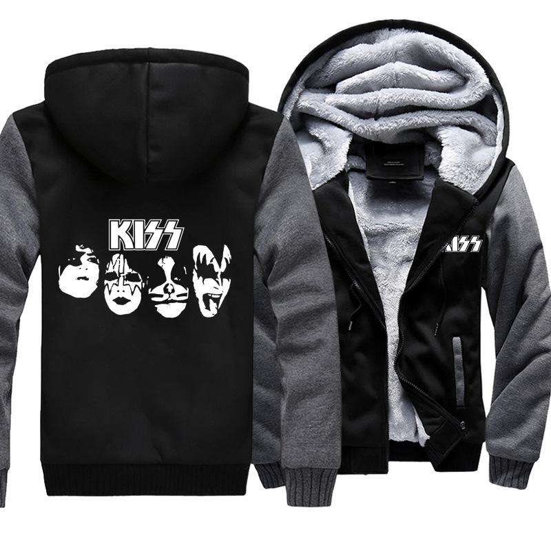 Kiss Jackets - Solid Color Kiss Series Hip Hop Music Super Cool Fleece Jacket