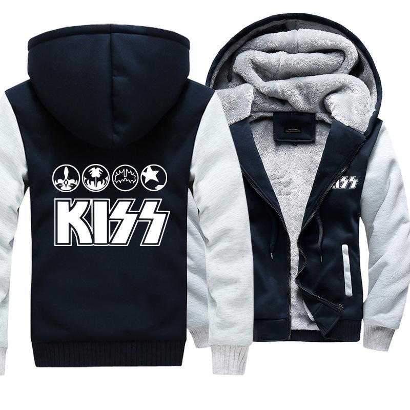 Kiss Jackets - Solid Color Kiss Series Logo Icon Super Cool Fleece Jacket