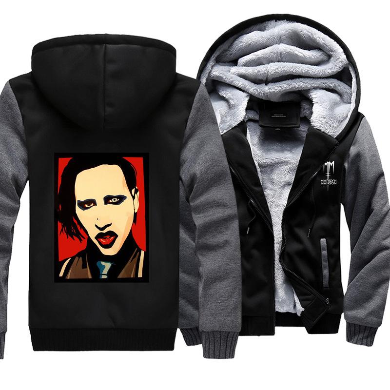 Marilyn Manson Jackets - Solid Color Marilyn Manson Spoof Icon Fleece Jacket