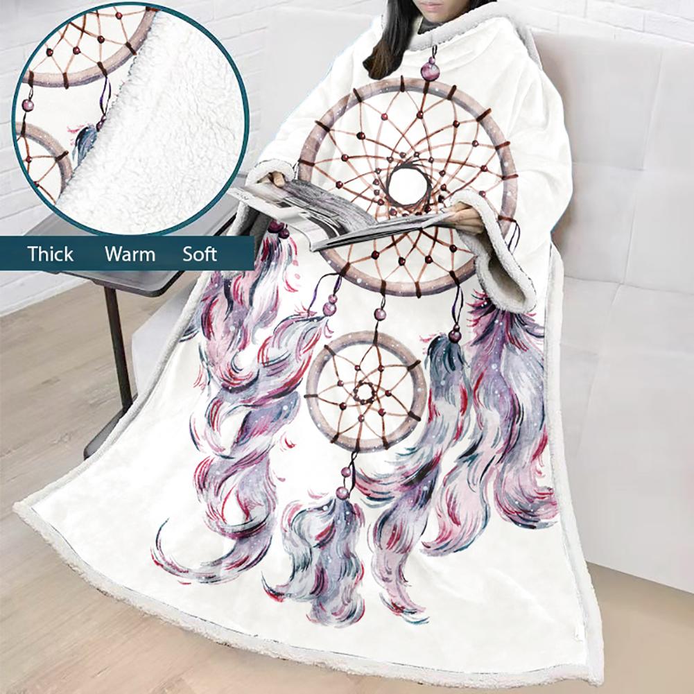 Digital Printed Blanket Dream Catcher - Blanket Robe With Sleeves