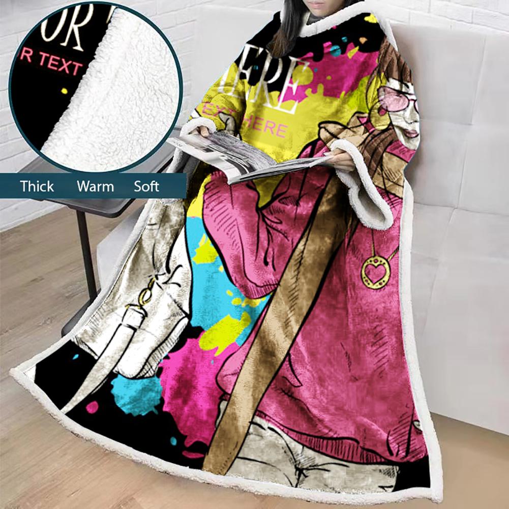 3D Digital Fashion Printed Blanket With Sleeves-Graffiti Blanket Robe