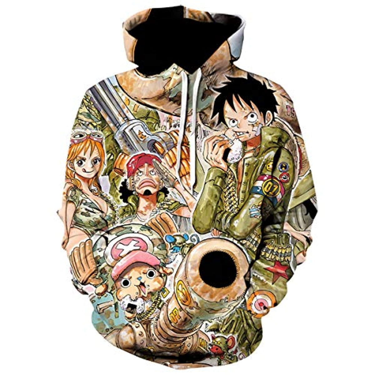 One Piece Anime 3D Printed Hoodie - Unisex Monkey D Luffy Pullover Sweatshirt