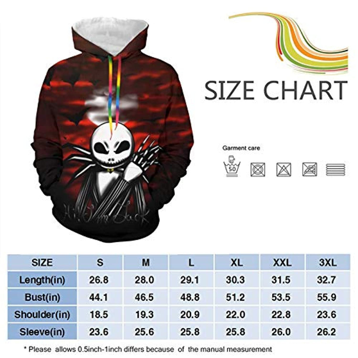Nightmare Before Christmas Jack Skellington Hooded Sweatshirt Hoodie