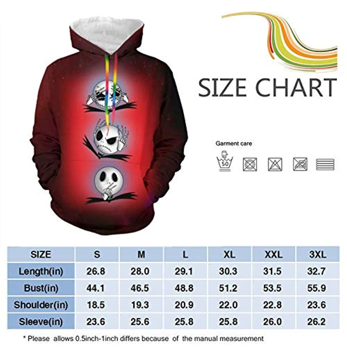 Nightmare Before Christmas Jack Skellington Hooded Sweatshirt Hoodie