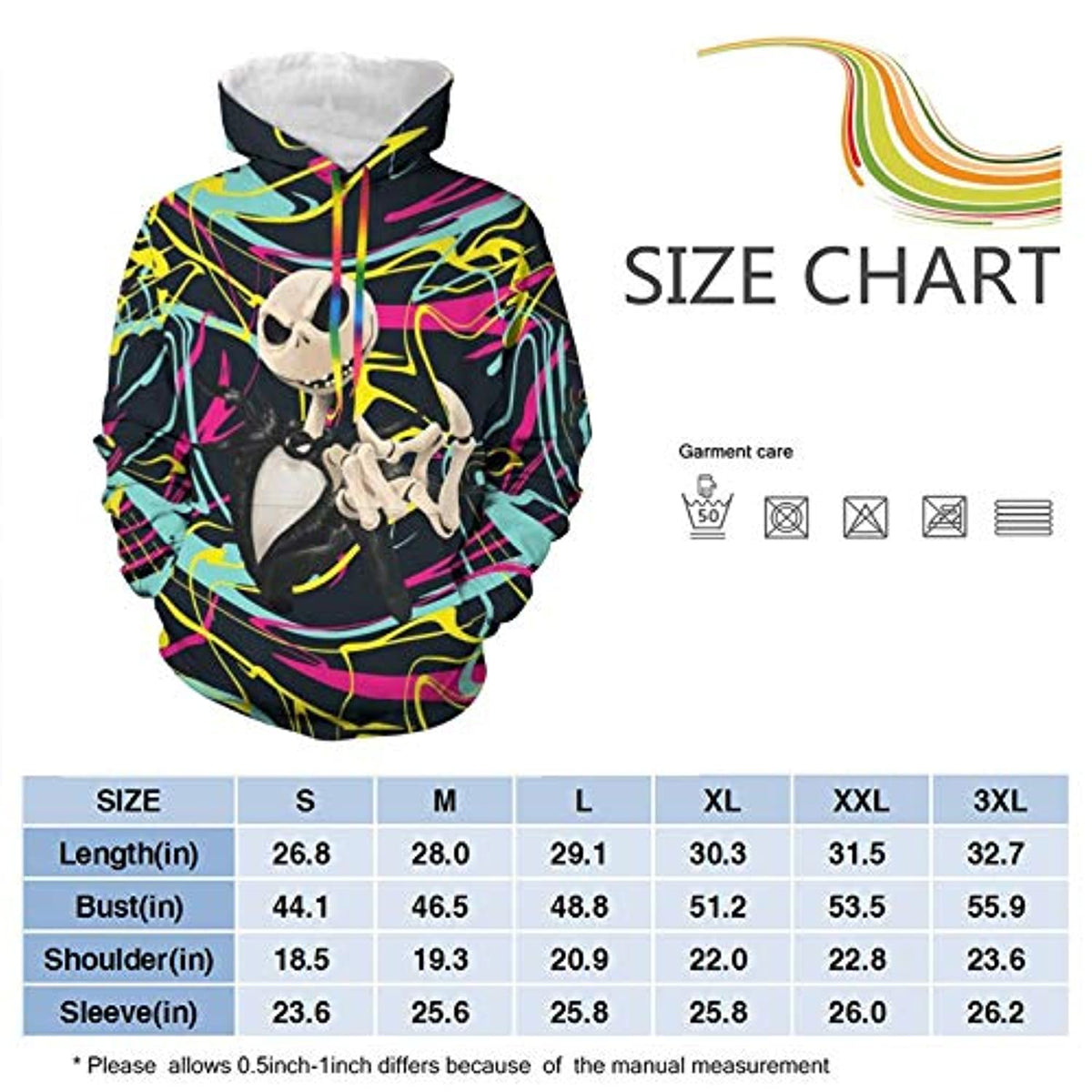 Nightmare Before Christmas Jack Skellington Print Hooded Pullover Hoodie