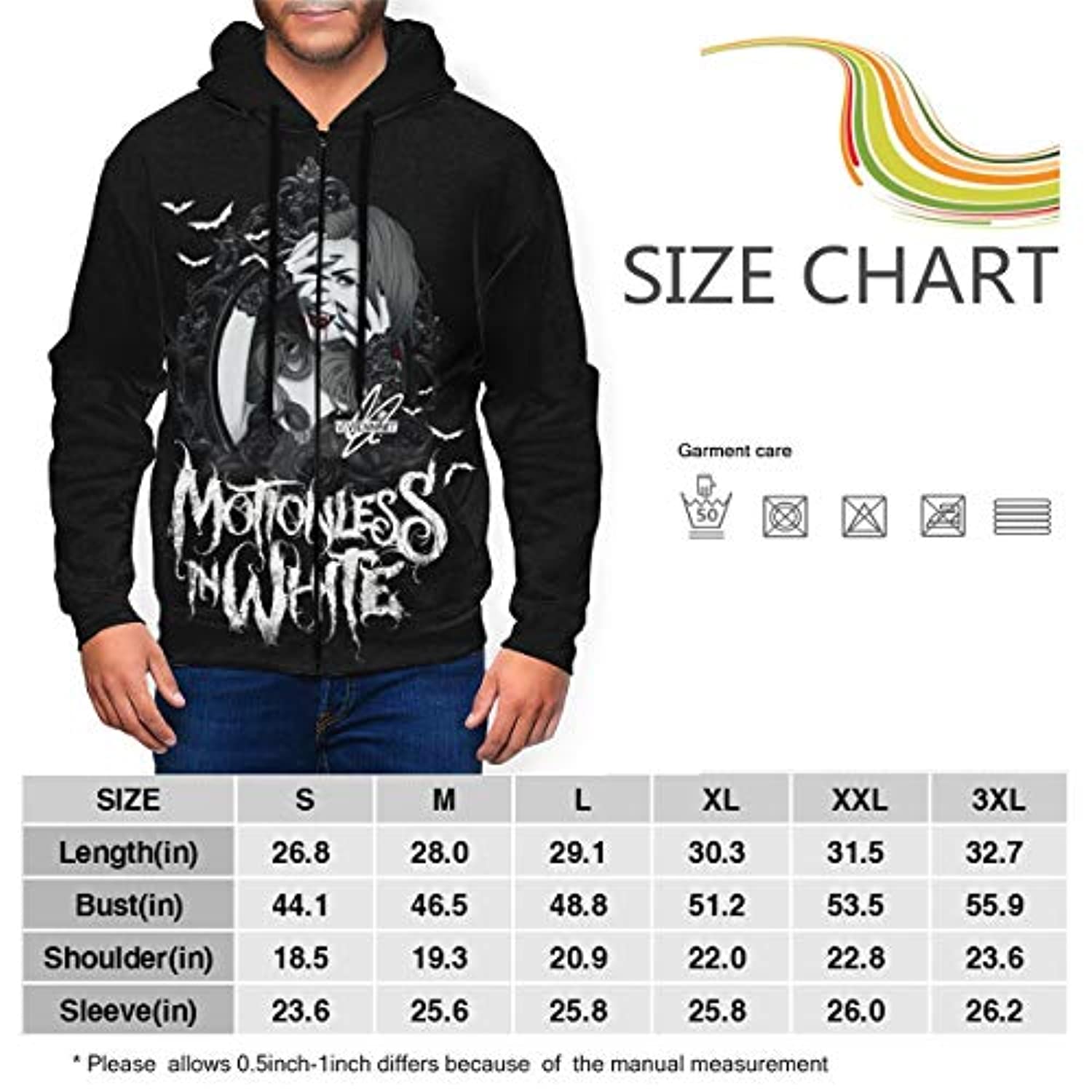 Motionless in White Men's Fashion 3D Printed Zip Hooded Sweatshirt Hoodie