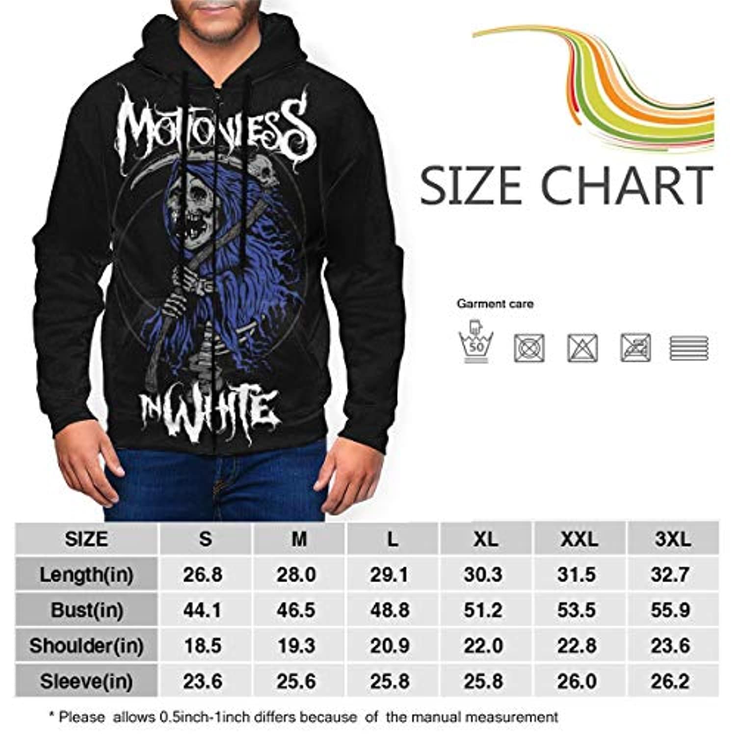Motionless in White Men's Fashion 3D Printed Zip Up Hooded Sweatshirt Hoodie