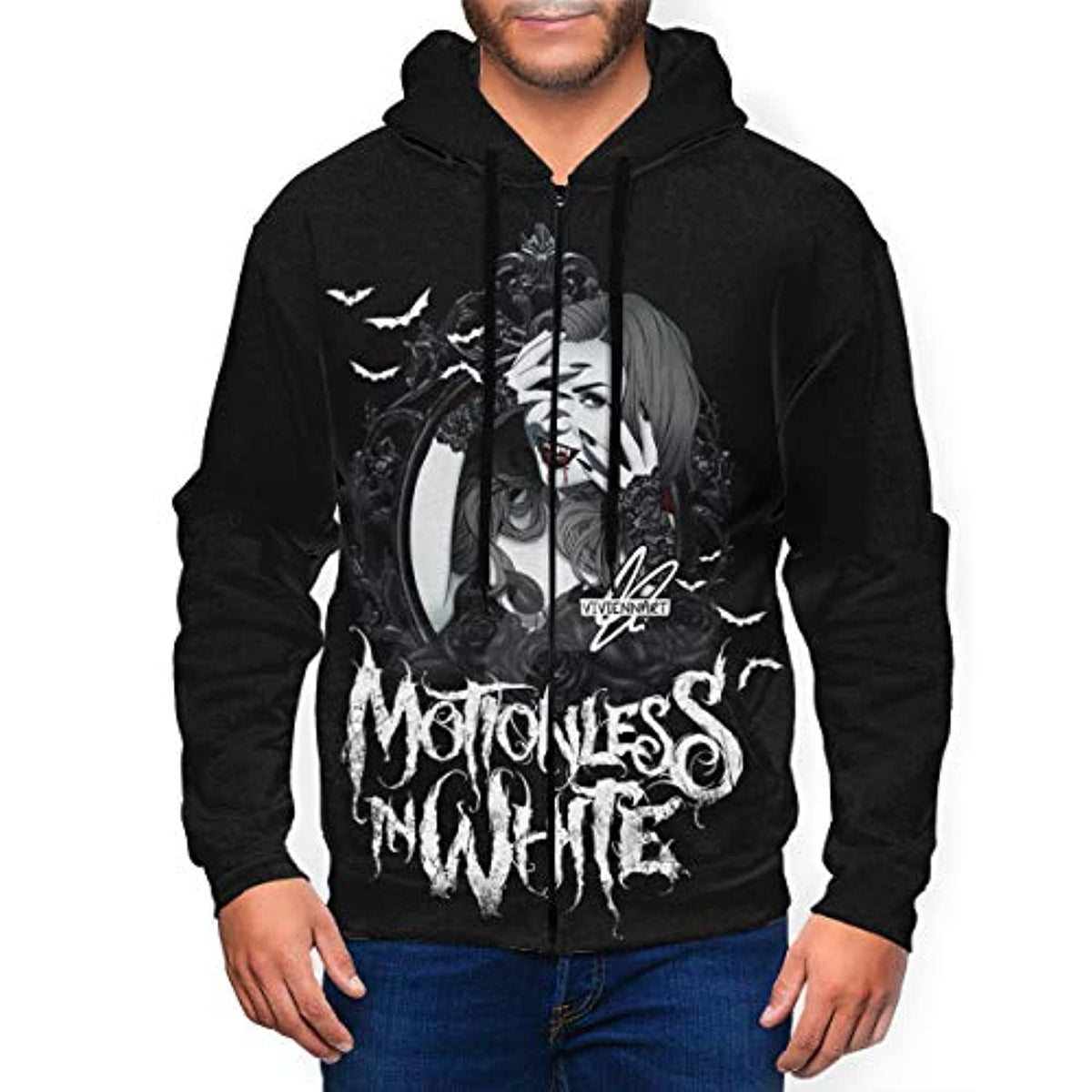 Motionless in White Men&#39;s Fashion 3D Printed Zip Hooded Sweatshirt Hoodie