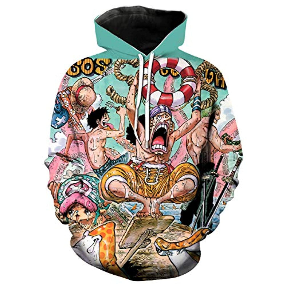 Unisex Anime One Piece Hoodie - 3D Printed Luffy Pullover Sweatshirt