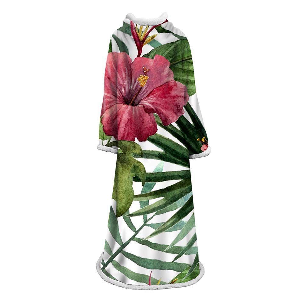 3D Digital Printed Plants Blanket With Sleeves-Leaves Blanket Robe