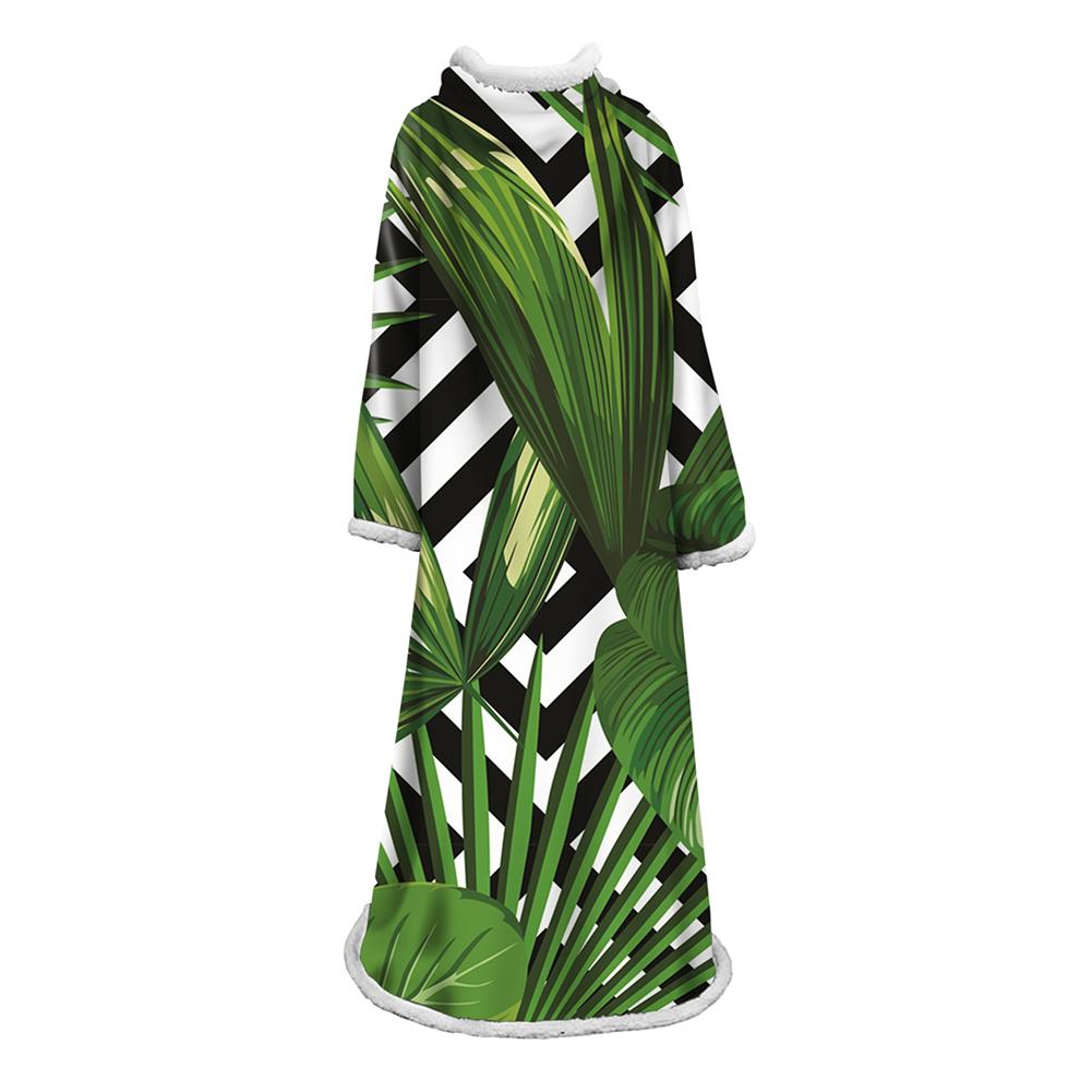 3D Digital Printed Plants Blanket With Sleeves-Leaves Blanket Robe